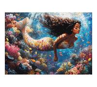 lamplig Puzzles for Adults 1000 Pieces - Little Mermaid Ocean Beach Sea Coral - 1000 Piece Puzzles with Letters on Back - Jigsaw Puzzles 1000 Pieces for Fun Game Nights - 27.6" L X 20.5" W, 1:1 Poster