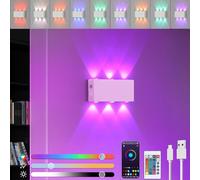 Lampop Battery Wall Lights Dimmable Up Down Wall Lamp, APP Control Rechargeable RGB Color Wall Sconce for Hallway Living Room, Bedroom (White)