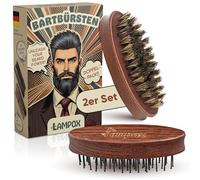 lampox® Men's Beard Brush | Beard Styling I Beard Brush | For Short Medium Length Long Hair - for Daily Beard Care of 3-Day Beard or Full Beard (Set of 2)