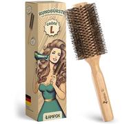 lampox Round Blow Drying Brush with Boar Bristles for Volume and Shine, Round Hair Brush, Styling Brush for Women and Men, Straightening, Curling (L)