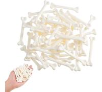Lamppdcor 50PCS Fake Skeleton Bones 2.76in Mini Plastic Bones, White Skeleton Bones with Hole for Halloween, Caveman, Stage Performance, Haunted House, White
