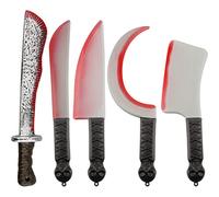 Lamppdcor 5PCS Halloween Simulation Plastic Machete Props, Scary Realistic Fake Blood Cutter for Decor