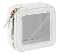 Lamppdcor Clear Cosmetic Bag Clear Makeup Bag Visible Window Clear Cosmetic Bag Compact PU Toiletry Bag Portable Small Transparent Travel Bag with Dual Zipper for for Essentials