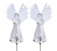 Lamppdcor Garden Solar Lights Outdoor Waterproof Solar Angel Stake Lights with Color Changing LED for Pathway 2Pcs