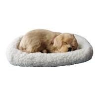 Lamppdcor Interactive Breathing Plush Sleeping Dogs on Pad Realistic Breathing Dog, Battery Operation Realistic Puppy for Kids Children Gift, Golden