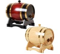 Lamppdcor Oak Barrel Wine Barrel 1.5L Oak Barrel with Tap Aging Whiskey Barrel with Wooden Stand Leak Proof Home Bar Decor Display and Storage for Home Brewer Liquors Wine Beer Burgundy