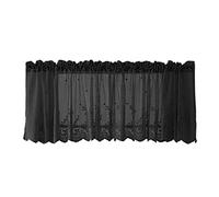 Lamppdcor Sheer Valance Curtain 130x41CM Sheer Valance Curtain Kitchen Window Short Lace Curtains Floral Pocket Top Tulle,Black