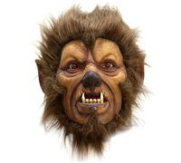 Lamppdcor Werewolf Mask, Halloween Full Head Furry Wolf Mask with Hair, Latex Creepy Animal for Cosplay Party Carnival