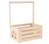 Lamppdcor Wooden Crate Wooden Baby Shower Crate Closet Household Toy Storage Wooden Crate with Handle Cloud Carving Clothes Basket for Newborn Boys Girls Baby Basket for New Parents