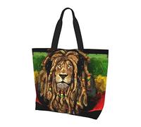 LAMPPE Women Shoulder Bag Jamaican Flag King Rasta Lion Tote Bag Large Capacity Waterproof Summer Beach Bag Shopping Bag for Work Shopping Travel