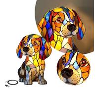Lamps for Night Stands, Pug Lamp Stained Resin Large, Corgi and Lamp, Dog Series Art Light, Funny Lovers (G) Projector (Beige, 16x16cm)