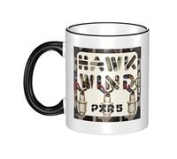 LAMPSATN Hawk*Wind English Rock Band Mug Double-Sided Edge-Color Ceramic Mug Heat-Resistant Artistic Printed Ceramic Coffee Cup White One Size
