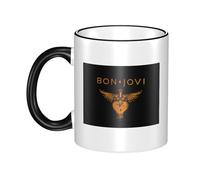 LAMPSATN Jovi Rock Band Bon Mug Double-Sided Edge-Color Ceramic Mug Heat-Resistant Artistic Printed Ceramic Coffee Cup White One Size