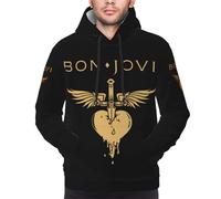 LAMPSATN Men's Jovi Rock Band Bon hoodie Men's Hoodie Printed Stylish Versatile High-Elastic Hoodies Sports Casual Skin-Friendly Sweatshirt For Spring Autumn And Winter Multicolor L