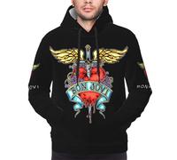 LAMPSATN Men's Jovi Rock Band Bon hoodie Men's Hoodie Printed Stylish Versatile High-Elastic Hoodies Sports Casual Skin-Friendly Sweatshirt For Spring Autumn And Winter Multicolor L