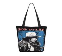 LAMPSATN Women's Dylan Rock Singer Bob Shopping Bag Full-width Printed Large-Capacity Tote Bag Fashionable Lightweight Practical Commuter Shoulder Bag Black One Size