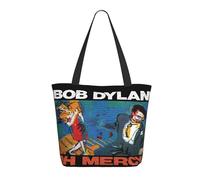 LAMPSATN Women's Dylan Rock Singer Bob Shopping Bag Full-width Printed Large-Capacity Tote Bag Fashionable Lightweight Practical Commuter Shoulder Bag Black One Size