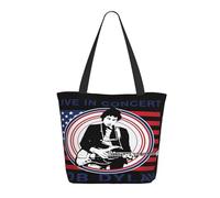 LAMPSATN Women's Dylan Rock Singer Bob Shopping Bag Full-width Printed Large-Capacity Tote Bag Fashionable Lightweight Practical Commuter Shoulder Bag Black One Size