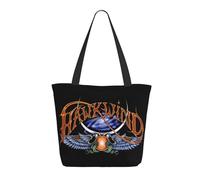 LAMPSATN Women's English Rock Band Shopping Bag Full-width Printed Large-Capacity Tote Bag Fashionable Lightweight Practical Commuter Shoulder Bag Black One Size