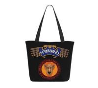 LAMPSATN Women's English Rock Band Shopping Bag Full-width Printed Large-Capacity Tote Bag Fashionable Lightweight Practical Commuter Shoulder Bag Black One Size