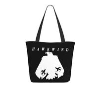 LAMPSATN Women's English Rock Band Shopping Bag Full-width Printed Large-Capacity Tote Bag Fashionable Lightweight Practical Commuter Shoulder Bag Black One Size
