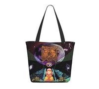 LAMPSATN Women's English Rock Band Shopping Bag Full-width Printed Large-Capacity Tote Bag Fashionable Lightweight Practical Commuter Shoulder Bag Black One Size