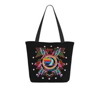 LAMPSATN Women's Hawk*wind English Rock Band Shopping Bag Full-width Printed Large-Capacity Tote Bag Fashionable Lightweight Practical Commuter Shoulder Bag Black One Size