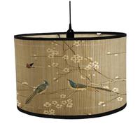 Lampshade 12x8 Inch Barrel Vintage Flower Lamp Shade with Bird for E27 Bulb Detachable Bamboo Decorative Lamp Shades for Home, Hotel Flower Shade