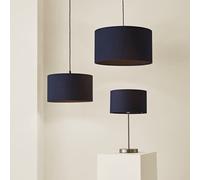 ValueLights Reni Navy Fabric Medium Drum Ceiling Lamp Shade 35cm - Size: 35 x 20 x 35cm - Blue - Wilko