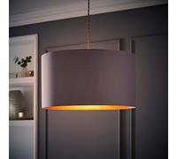 MiniSun | Extra Large Modern Grey and Copper Drum Light Shade | Pendant Lights, Home Décor & Improvement Essential | 45cm Shade Width