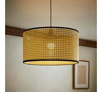 Lampshade Easy Fit Natural Cane Ceiling Light Shade Rattan Black Trim Pendant