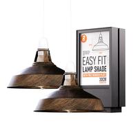 Lampshade for Ceiling 30cm Set of 2 Light Shade Industrial Hanging Light Shade Metal Replacement Pendant Lighting Easy Fit Kitchen Shade Indoor Pendant Lamp Cover (Brushed Copper)