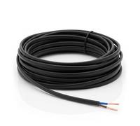 LampStation 2192Y 2 Core 0.75mm 240V Black Flat Flex Cable - PVC Sheathed Electrical Wire for Table Lamps, Pendants & Light Appliances - 3 Amp - BASEC Approved - H03VVH2-F - 10 Metres