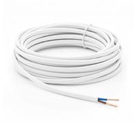 LampStation 2192Y 2 Core 0.75mm 240V White Flat Flex Cable - PVC Sheathed Electrical Wire for Table Lamps, Pendants & Light Appliances - 3 Amp - BASEC Approved - H03VVH2-F - 1 Metre