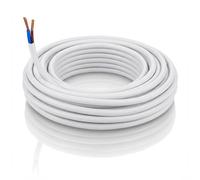 LampStation 3182Y 2 Core Round Flex Cable 1mm White Lamp Wire 15 Metres | BASEC approved, flexible PVC stranded copper, 240V, for lighting, pendants and small electric appliance leads