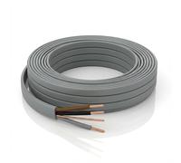 LampStation 6243Y Flat 3 Core and Earth Cable - Grey PVC Electrical Wire for Two Way Lighting and Central Heating - Solid Copper Cores - BASEC Approved - BS 6004-1.0mm - 10 Metres