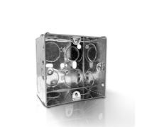 LampStation Metal Back Box | 1 Gang 47mm | Galvanised Steel Pattress Box for Electrical Sockets & Switches | Knockouts, Adjustable Lugs, Brass Earth Terminal | BS 4662 | 5 Pack