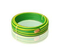 LampStation Single Core 2.5mm² 450/750V Green/Yellow Round PVC Cable 6491X - Stranded Copper Earth Cable for Socket Circuit CPC & Protective Earthing - BASEC Approved - 1 Metre