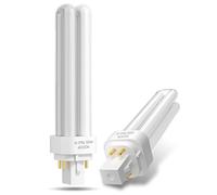 Lamptobe 18W 4 Pin Compact Fluorescent Lamp GX24Q-2 Base- Natural White 4000K Double Turn 4 Pin Energy Saving Light Bulb AC 220-240V PLC 840 CFL 2U Shape Non-Dimmable for Hallway, Office, Lab (2-Pack)
