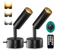 Lamptobe 2 Pack LED Spot Lights Indoor with Timer and Remote,5W Plant uplighters Picture Light Up Lights Indoor 3000K/4000K/5000K Uplighting Spotlight for Accent Lighting Plants or Artwork