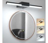 Lamptobe 3-Colour 40CM Bathroom Over Mirror Light with Pull Cord Switch, IP44 Water Resistant 3CCT LED Bathroom Wall Light Fixture Black, 8W AC230V Hard Wired