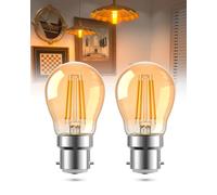 Lamptobe 4W B22 Vintage Bayonet Light Bulb Warm White 2200K, 40W Equivalent, P45/G45 Golf Ball BC Bayonet Cap LED Light Bulb for Home Ceiling Chandelier, Non-Dimmable, 2 Pack