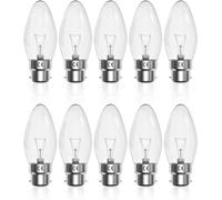 Lamptobe 62W B22 Bayonet Candle Light Bulbs, Dimmable C35 Classic Clear Glass Bayonet Light Bulb Warm White 2700K Bayonet Cap Candle Bulb, 610LM, AC 220-240V, for Chandelier, Table Lamp (10-Pack)