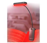 Lamptobe 670nm Red Light Book Light for Reading in Bed, Dimmable USB Rechargeable Clip On Red Night Light for Sleep,Eye Comfort, Adjustable Brightness,Portable Booklight with Memory Function