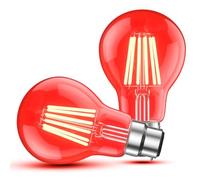Lamptobe 6W B22 LED Red Light Bulb, 60W Equivalent, Clear Glass A60 Red Bayonet Light Bulbs for Christmas Halloween Home Holiday Lighting Party Wedding Bar Mood Decor, Non-Dimmable, 2-Pack