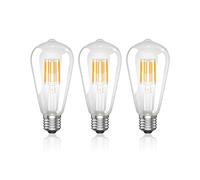 Lamptobe 8W E27 LED Bulb Dimmable,LED Light Bulb Daylight White 4000K, E27 Edison Screw Bulb ST64 Vintage Bulb,Decorative Vintage Light Bulb for Home Lighting,Cafe,Bar (Pack of 3)