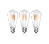 Lamptobe 8W E27 LED Dimmable Light Bulb, Warm White 2700K, ST64 Vintage Edison Screw for Home, Cafe, Bar Decorative Lighting (Pack of 3)