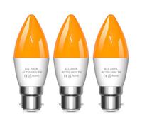 Lamptobe Amber Light Bulbs 2000K, C35 BC B22 LED Bayonet Candle Bulb 3W Yellow Soft Warm Sleep Light Bulb Blue Light Blocking for Bedroom,Healthy Sleep, Baby Nursery Light, Night Light, 3-Pack