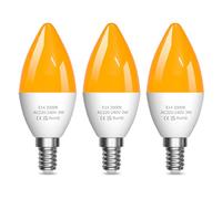 Lamptobe Amber Light Bulbs 2000K, E14 C35 LED SES Candle Bulb 3W Yellow Soft Warm Sleep Light Bulb Blue Light Blocking for Bedroom,Healthy Sleep, Baby Nursery Light, Night Light, 3 Pack