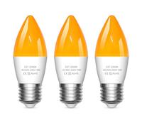 Lamptobe Amber Light Bulbs 2000K, E27 C35 ES LED Large Screw Candle Bulbs 3W Yellow Soft Warm Sleep Bulb Blue Light Blocking for Bedroom,Healthy Sleep, Baby Nursery Light, Night Light Bulb, 3 Pack